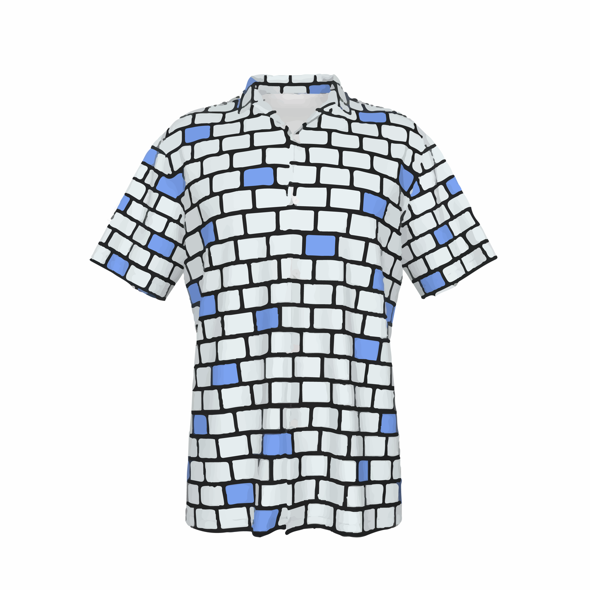 Custom All-Over Print Men's Igloo Brick Classic Hawaiian shirt with a Roman collar, and comfortable and breathable light fabric