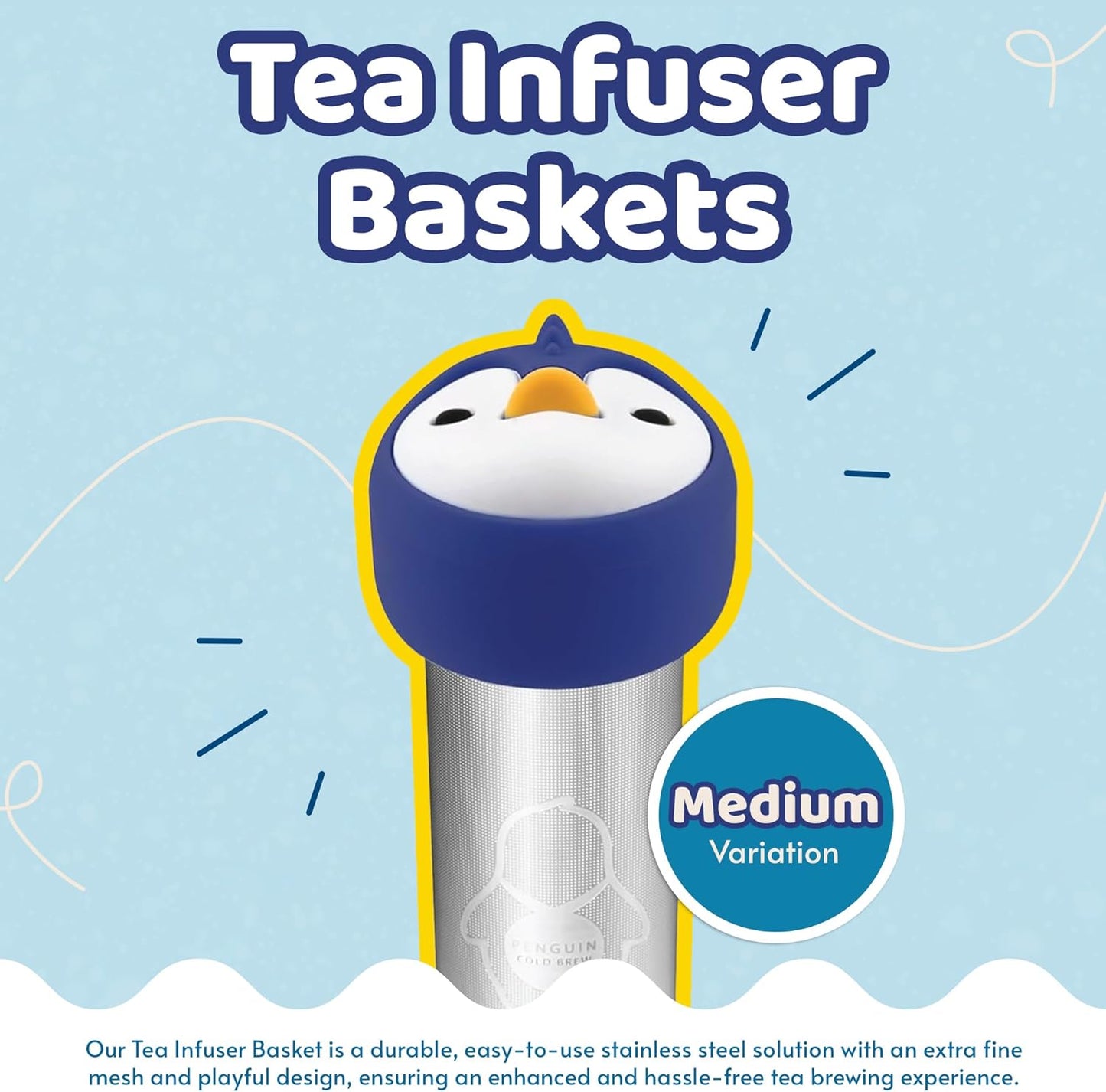 Tea Infuser Baskets - Stainless Steel Strainers for Loose Leaf Tea and Coffee - Extra Fine Metal Micro Mesh Steeper - Reusable, Travel-Friendly